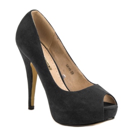 Corina Scarpe con tacco aperte in pelle scamosciata nero 1