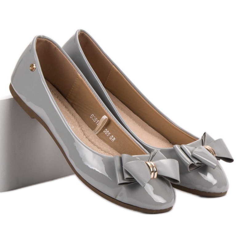 Ballerine laccate con fiocco VINCEZA grigio 2