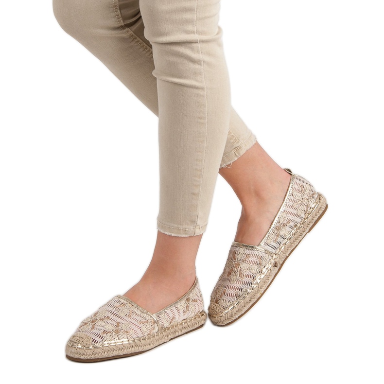 Lucky Shoes Espadrillas di pizzo a fiori marrone 2