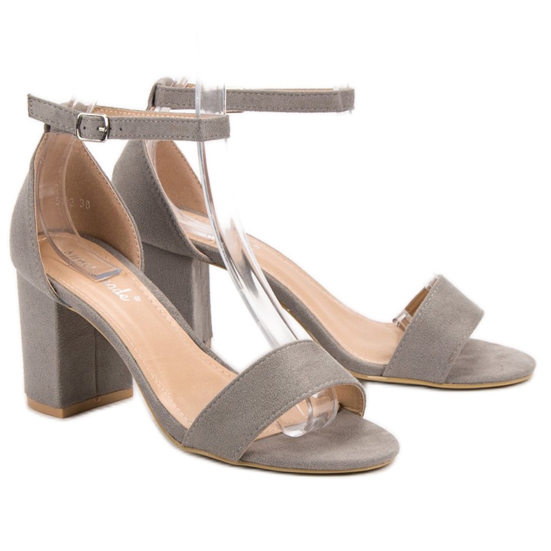 Super Mode Sandali eleganti in pelle scamosciata grigio 1
