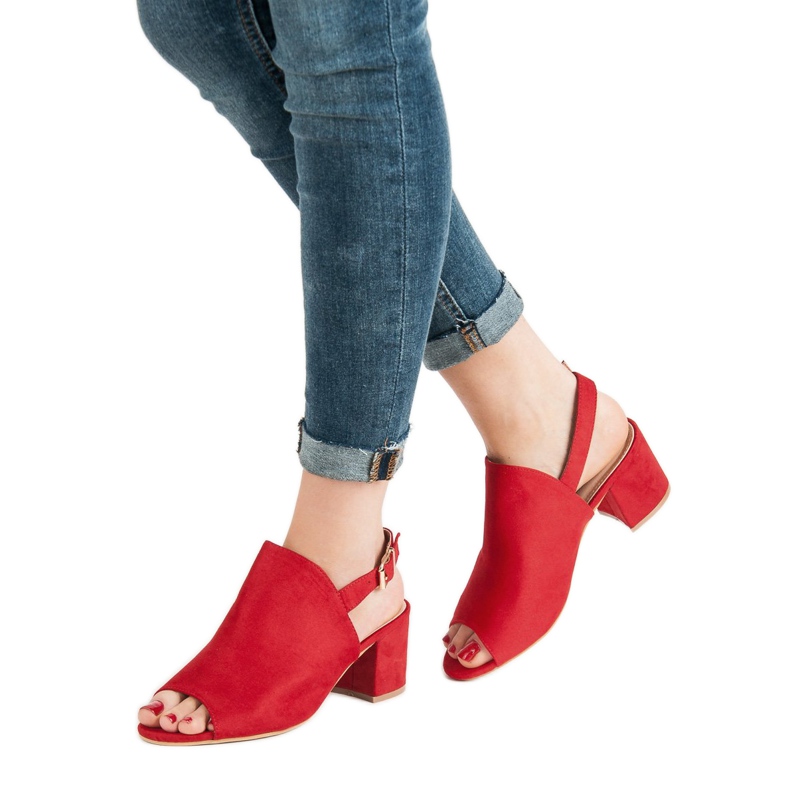 Sandali chiusi in pelle scamosciata rosso 1