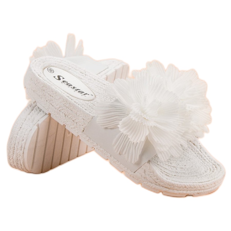 Seastar Pantofole Bianche Con Fiori bianca 1
