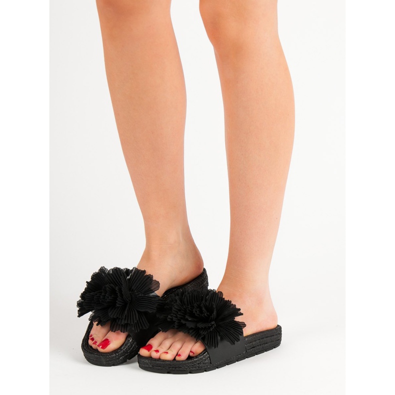 Seastar Pantofole Nere Con Fiori nero 1