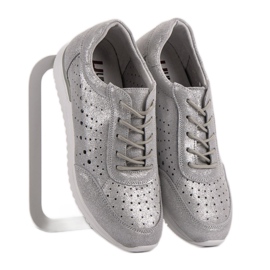 Kylie Scarpe in pelle argento grigio 1