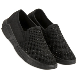 SHELOVET Calzature in tessuto con cristalli nero 1