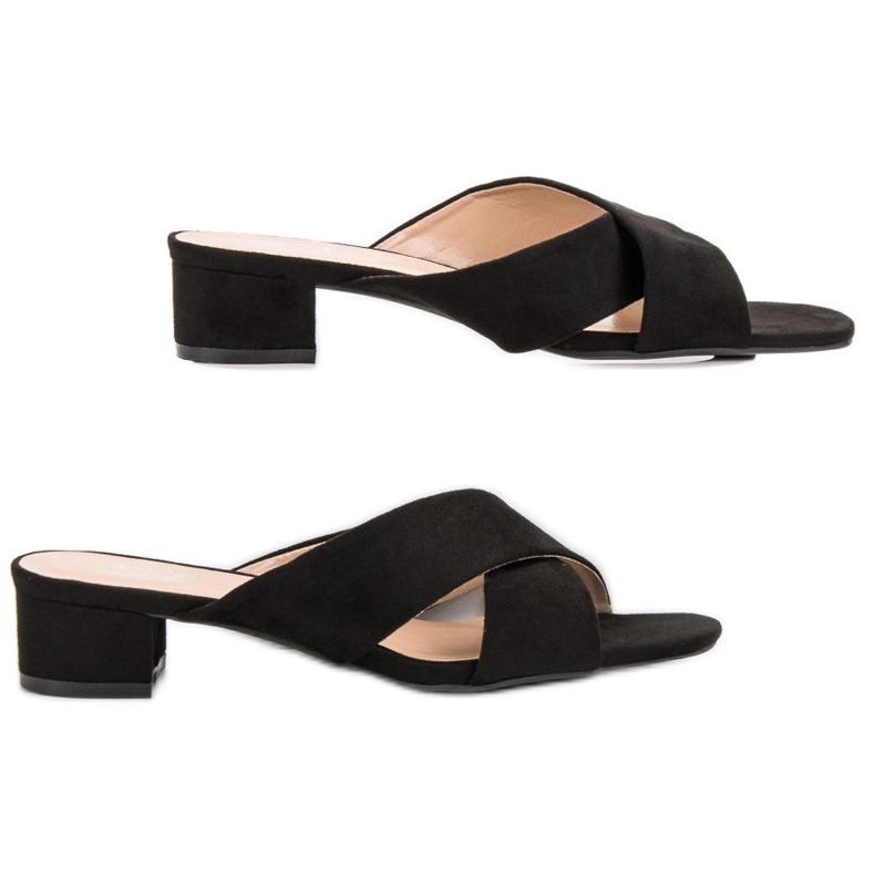 Small Swan Eleganti pantofole in pelle scamosciata nero 1