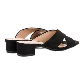 Small Swan Eleganti pantofole in pelle scamosciata nero 2