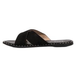 Small Swan Pantofole in camoscio nero 1