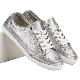 Filippo Sneakers in pelle argento grigio 1
