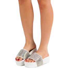 Marquiz Pantofole alla moda sulla piattaforma bianco multicolore 1