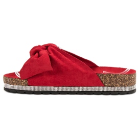 Anesia Paris Pantofole In Camoscio Con Cristalli rosso 1