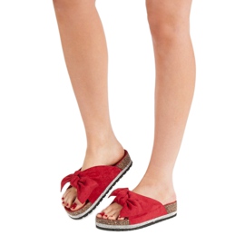 Anesia Paris Pantofole In Camoscio Con Cristalli rosso 2