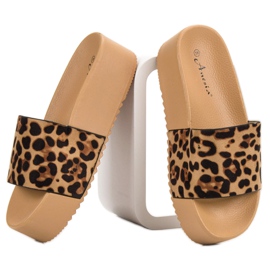 Anesia Paris Pantofole in pelle scamosciata sulla piattaforma marrone 1