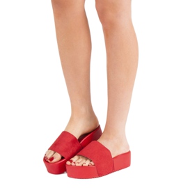 Anesia Paris Pantofole in pelle scamosciata sulla piattaforma rosso 1