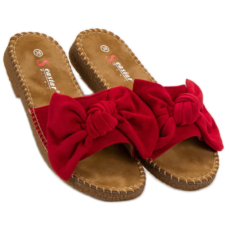 Seastar Pantofole Rosse Con Fiocco rosso 1