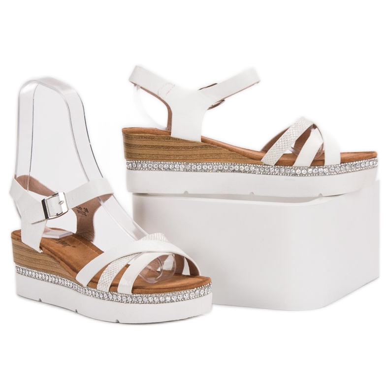 Seastar Sandali alla moda con zirconi cubici bianca 1
