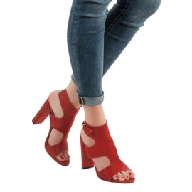 Ideal Shoes Sandali sexy con tacco alto rosso 2