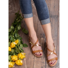 Small Swan Sandali Con Perle marrone 2