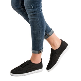 SHELOVET Calzature con lacci in tessuto nero 2