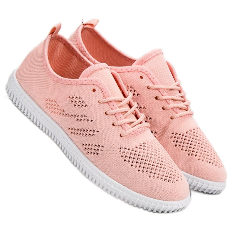 SHELOVET Calzature con lacci in tessuto rosa 1