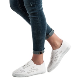 SHELOVET Calzature con lacci in tessuto bianco 2