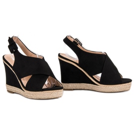 Anesia Paris Sandali con zeppa in pelle scamosciata nero 2