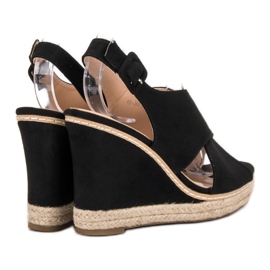 Anesia Paris Sandali con zeppa in pelle scamosciata nero 1