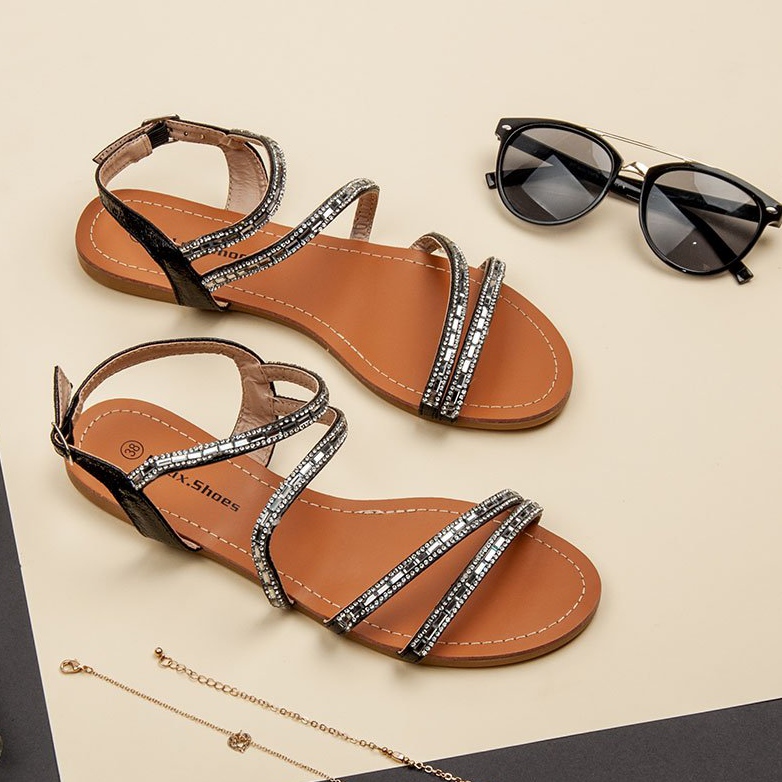 L. Lux. Shoes Sandali Bassi Con Cubic Zirconia nero 2