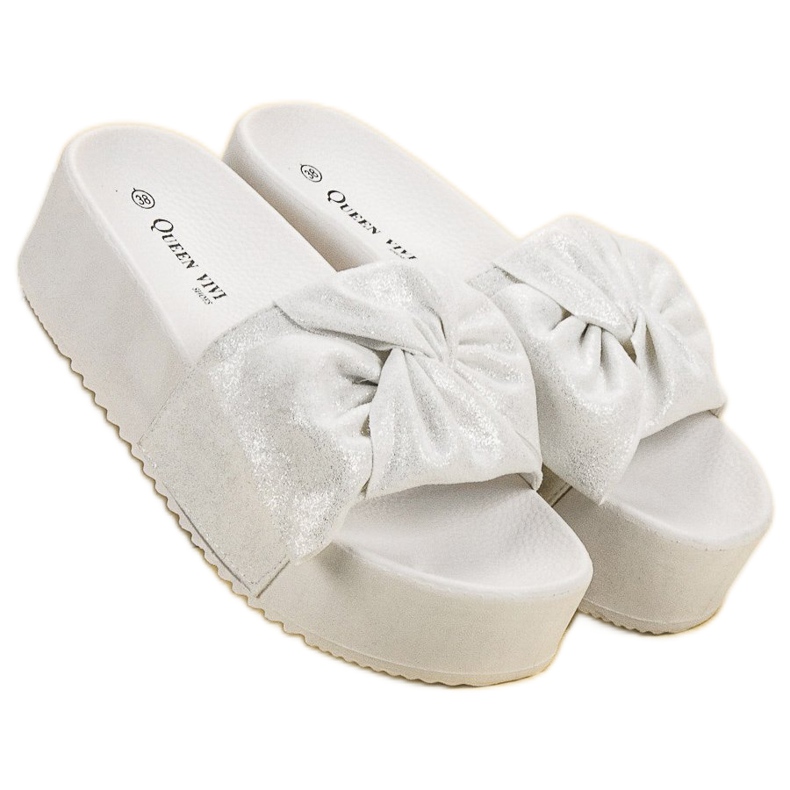 Queen Vivi Pantofole in pelle scamosciata sulla piattaforma bianca 1