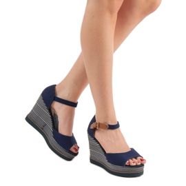 Primavera Sandali con zeppa blu 2