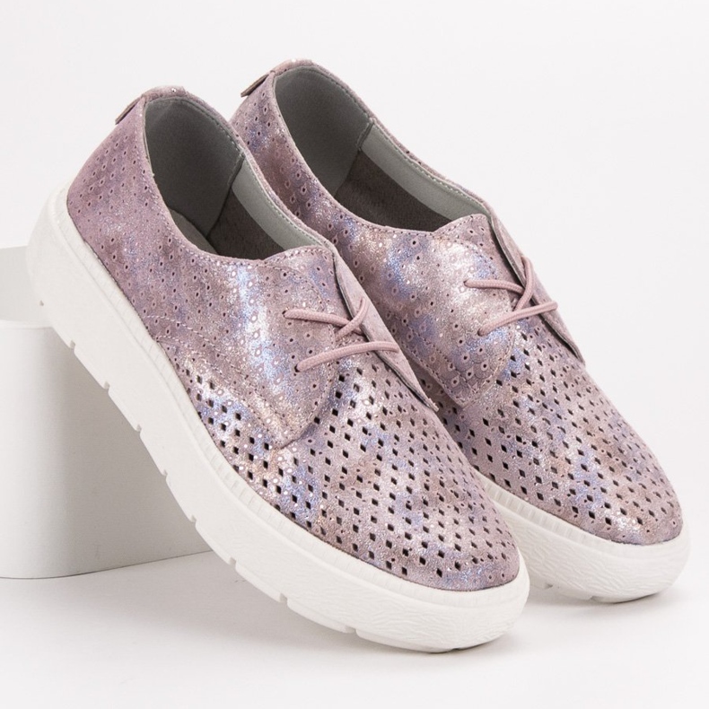 Goodin Scarpe in pelle leggera rosa multicolore 1