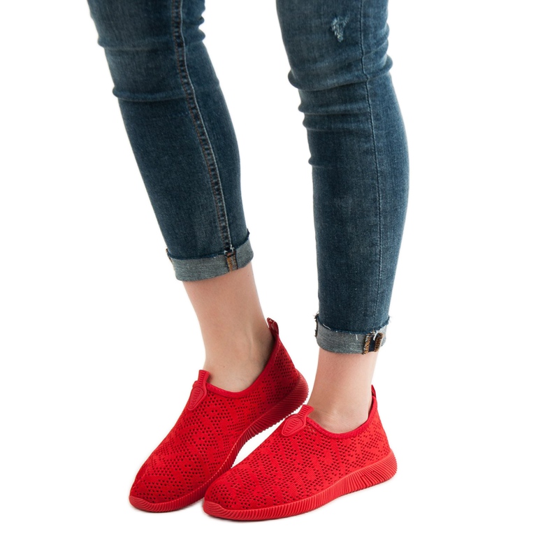 SHELOVET Calzature in tessuto slip-on rosso 2