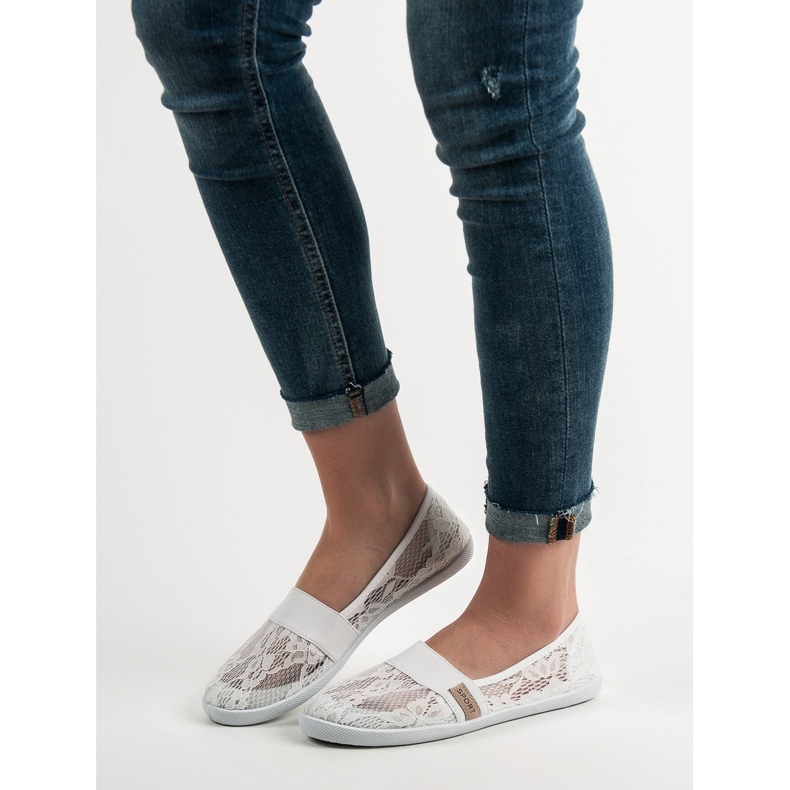 SHELOVET Ballerine in pizzo bianco 1