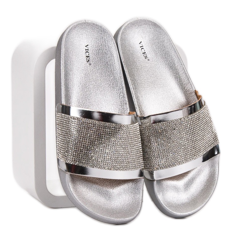 Pantofole VICES con zirconi grigio 2