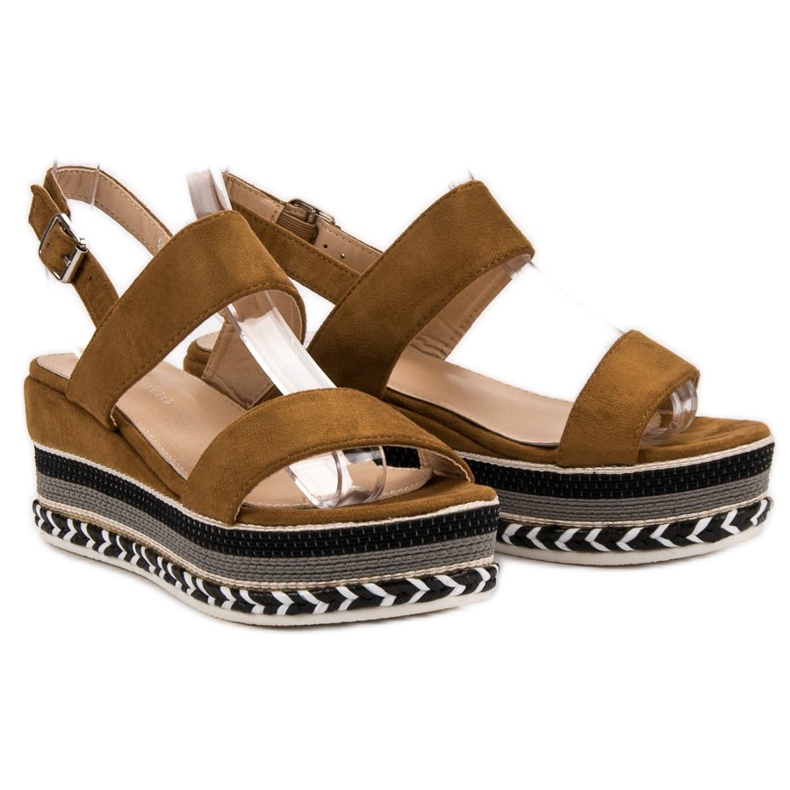 Primavera Sandali con zeppa Boho marrone 1
