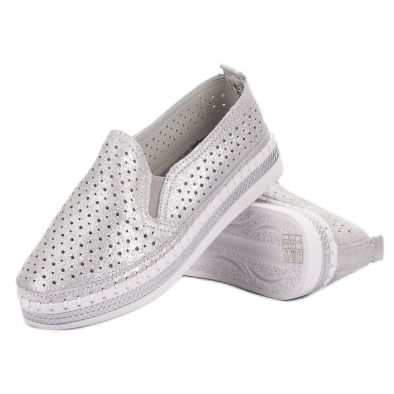 Goodin Slip in pelle argento grigio 2
