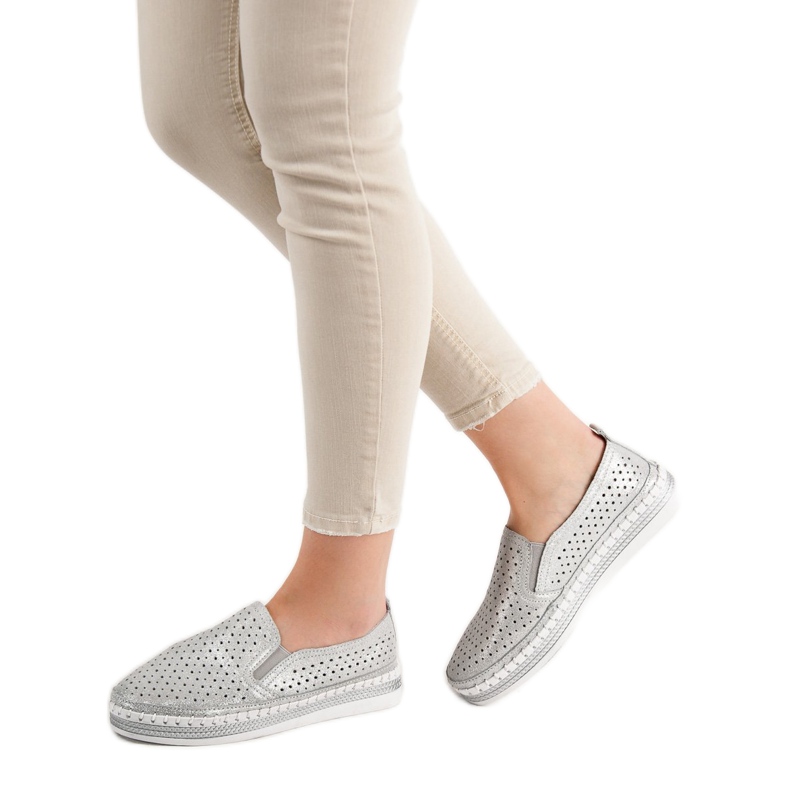 Goodin Slip in pelle argento grigio 1