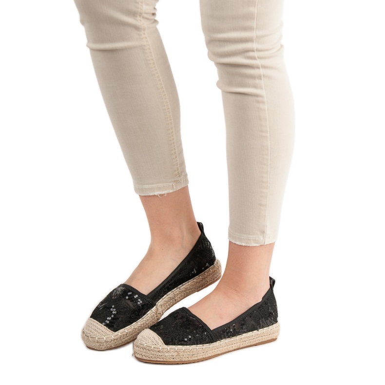SHELOVET Espadrillas di pizzo nero 1