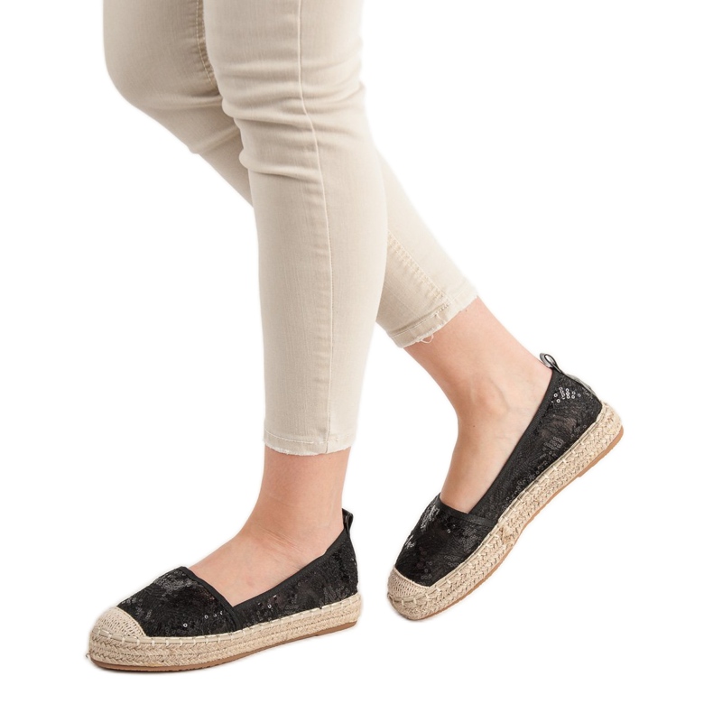 SHELOVET Espadrillas di pizzo nero 2