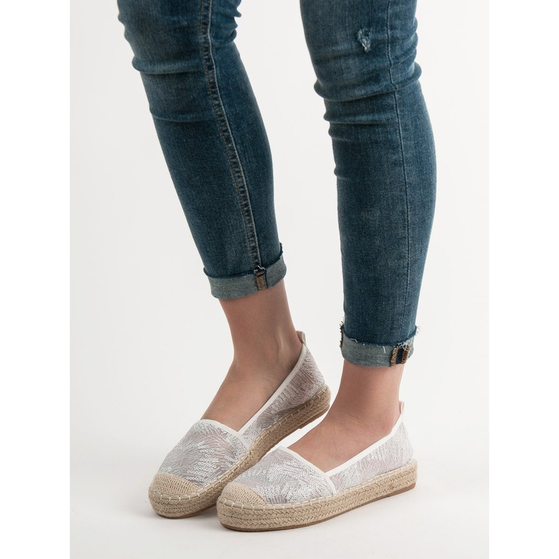 SHELOVET Espadrillas di pizzo bianco 2