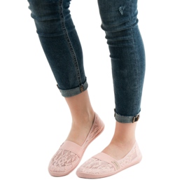 SHELOVET Ballerine in pizzo rosa 1