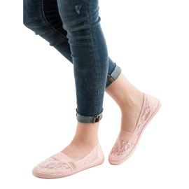 SHELOVET Ballerine in pizzo rosa 2