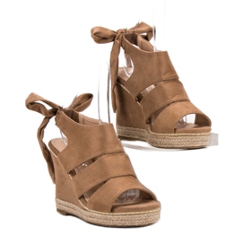 Anesia Paris Sandali con zeppa marrone 2