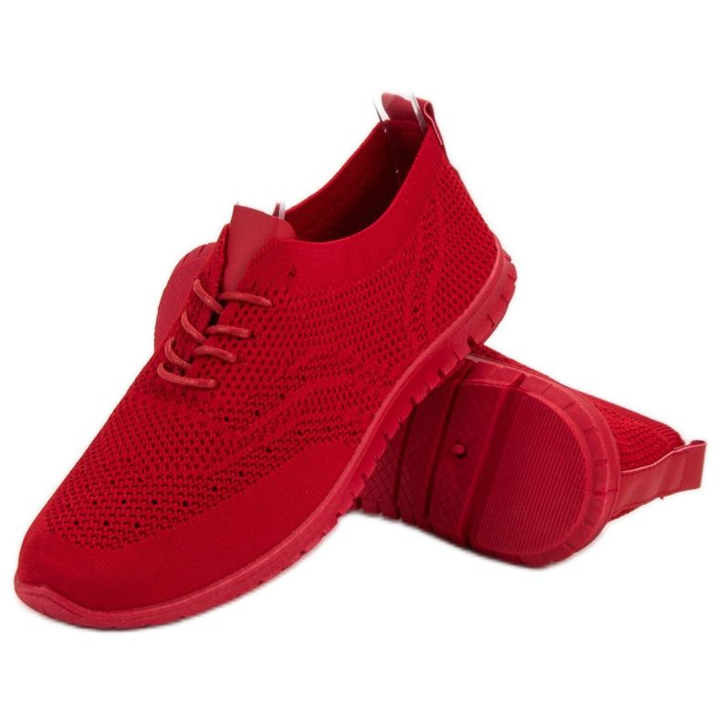 SHELOVET Calzature con lacci in tessuto rosso 1