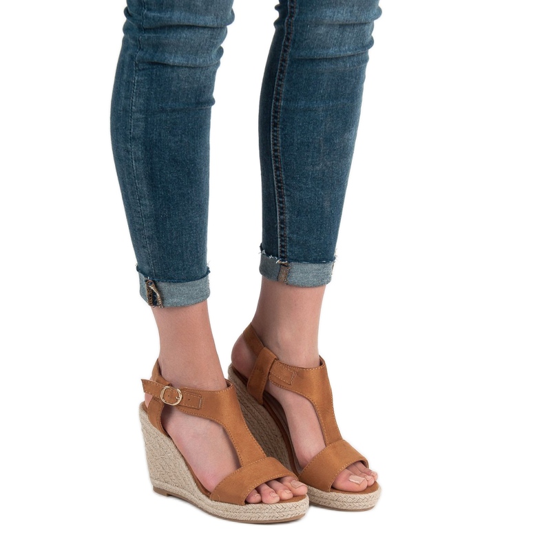 Anesia Paris Sandali con zeppa alla moda marrone 1