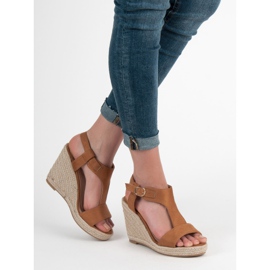 Anesia Paris Sandali con zeppa alla moda marrone 2