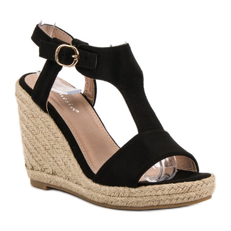 Anesia Paris Sandali con zeppa alla moda nero 1