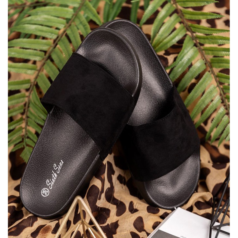 SHELOVET Pantofole sportive in pelle scamosciata nero 1