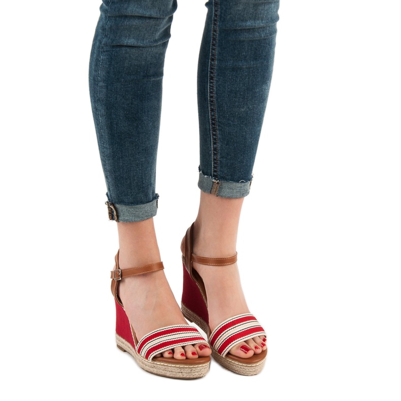 Primavera Sandali con zeppa casual rosso 2