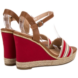 Primavera Sandali con zeppa casual rosso 1